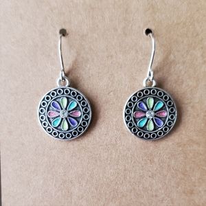 Silver Multi-color Southwest Style Earrings